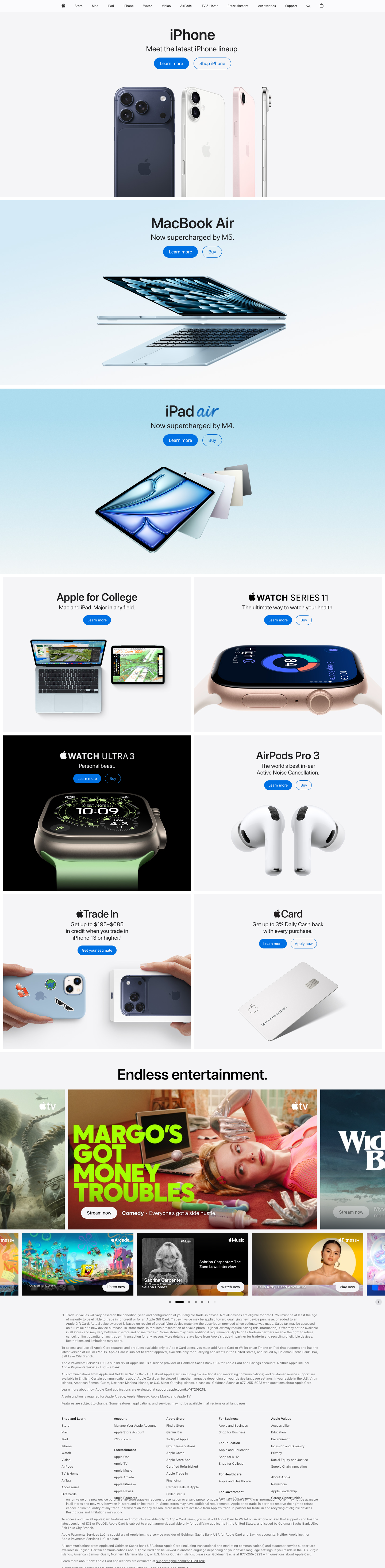 Apple 首页全图
